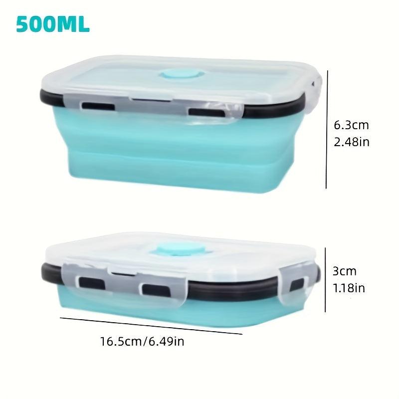 1pc Foldable Silicone Food Storage Container Space Saving Box Microwaveable