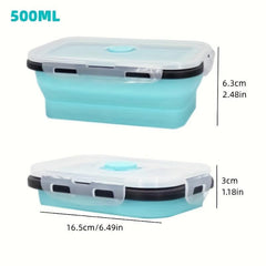 1pc Foldable Silicone Food Storage Container Space Saving Box Microwaveable