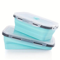 1pc Foldable Silicone Food Storage Container Space Saving Box Microwaveable