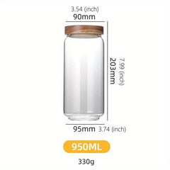 Glass Sealed Jar Moisture-proof Food Storage Container Wooden Lip