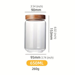 Glass Sealed Jar Moisture-proof Food Storage Container Wooden Lip