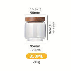 Glass Sealed Jar Moisture-proof Food Storage Container Wooden Lip