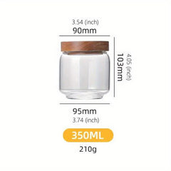 Glass Sealed Jar Moisture-proof Food Storage Container Wooden Lip