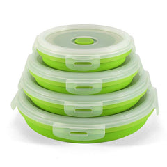 4pcs Insulated Silicone Folding Lunch Box for Picnics & Travel