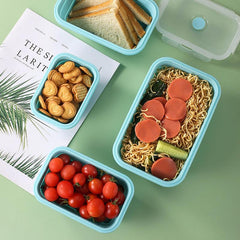 4pcs Insulated Silicone Folding Lunch Box for Picnics & Travel