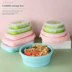 4pcs Insulated Silicone Folding Lunch Box for Picnics & Travel