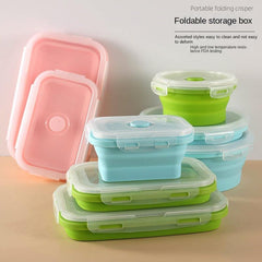 4pcs Insulated Silicone Folding Lunch Box for Picnics & Travel