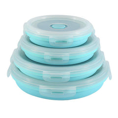 4pcs Insulated Silicone Folding Lunch Box for Picnics & Travel