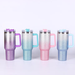40oz Glitter Tumbler With Handle Stainless Steel Vacuum Flask