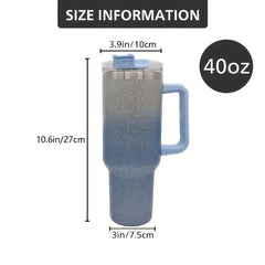 40oz Glitter Tumbler With Handle Stainless Steel Vacuum Flask