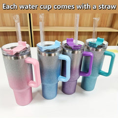 40oz Glitter Tumbler With Handle Stainless Steel Vacuum Flask