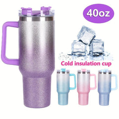 40oz Glitter Tumbler With Handle Stainless Steel Vacuum Flask