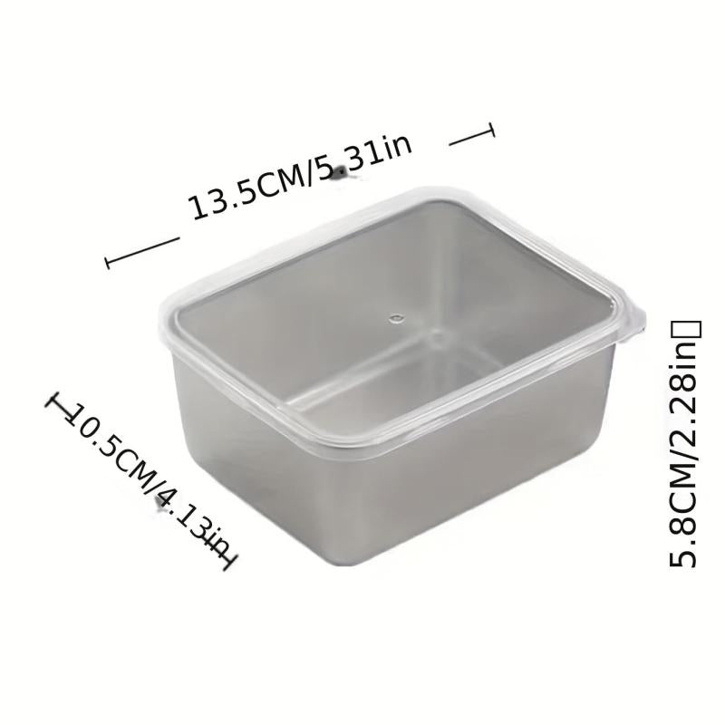 Stainless Steel Square Plate with Lid Household Small Fres