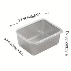 Stainless Steel Square Plate with Lid Household Small Fres