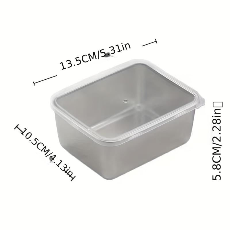 Stainless Steel Square Plate with Lid Household Small Fres