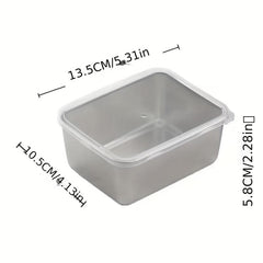 Stainless Steel Square Plate with Lid Household Small Fres