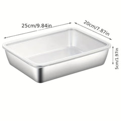 Stainless Steel Square Plate with Lid Household Small Fres