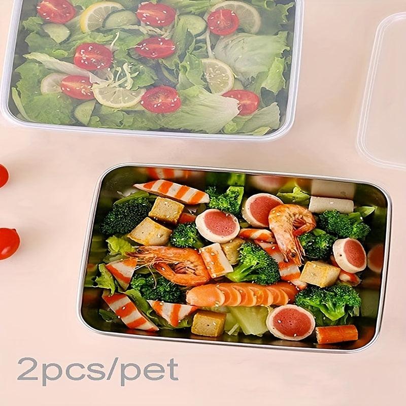 Stainless Steel Square Plate with Lid Household Small Fres