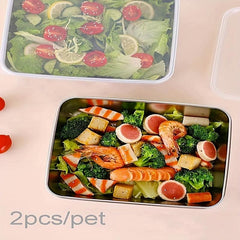 Stainless Steel Square Plate with Lid Household Small Fres