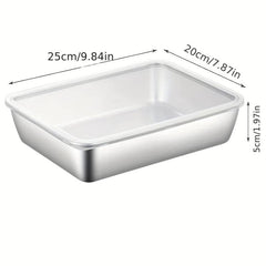Stainless Steel Square Plate with Lid Household Small Fres