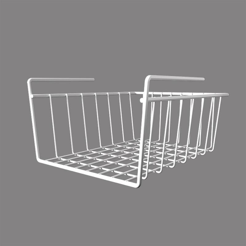 1pc Metal Storage Shelf Under Cabinet Organizer Hanging Basket Black