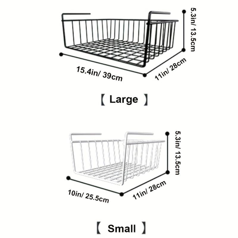 1pc Metal Storage Shelf Under Cabinet Organizer Hanging Basket Black