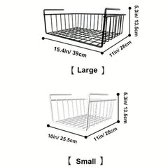 1pc Metal Storage Shelf Under Cabinet Organizer Hanging Basket Black