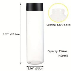 12 Pack Clear PET Plastic Juice Bottles with Caps - Reusable & Durable