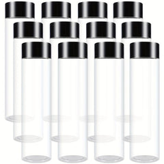 12 Pack Clear PET Plastic Juice Bottles with Caps - Reusable & Durable