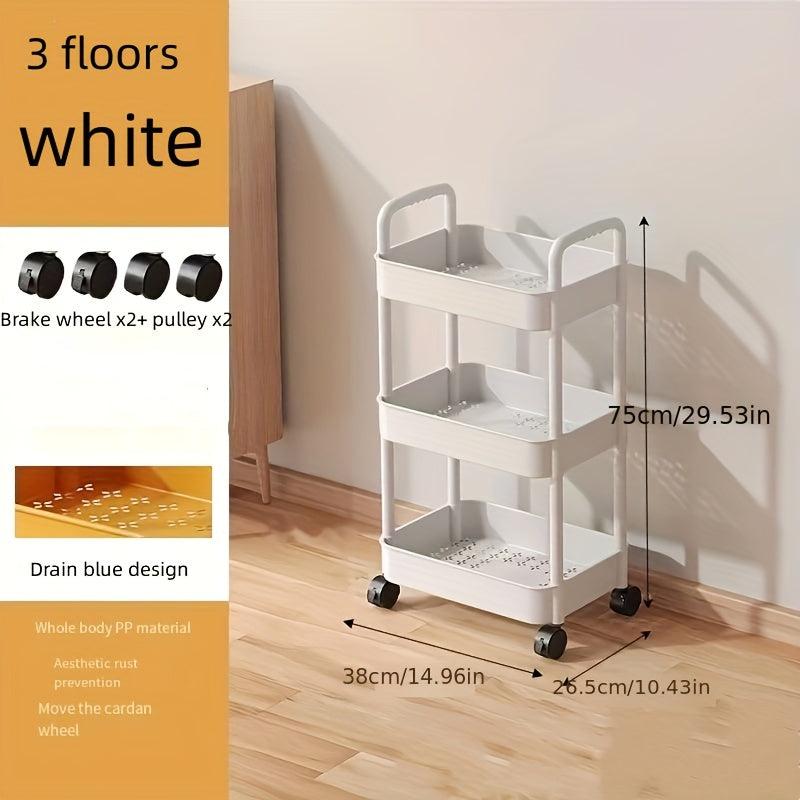 Plastic Small Stroller Storage Rack Floor Household Movable Shelf