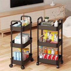 Plastic Small Stroller Storage Rack Floor Household Movable Shelf