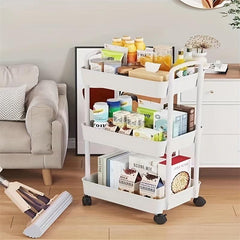 Plastic Small Stroller Storage Rack Floor Household Movable Shelf