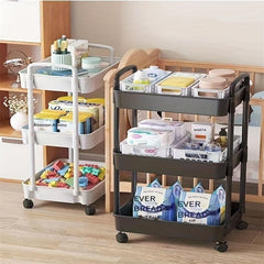 Plastic Small Stroller Storage Rack Floor Household Movable Shelf