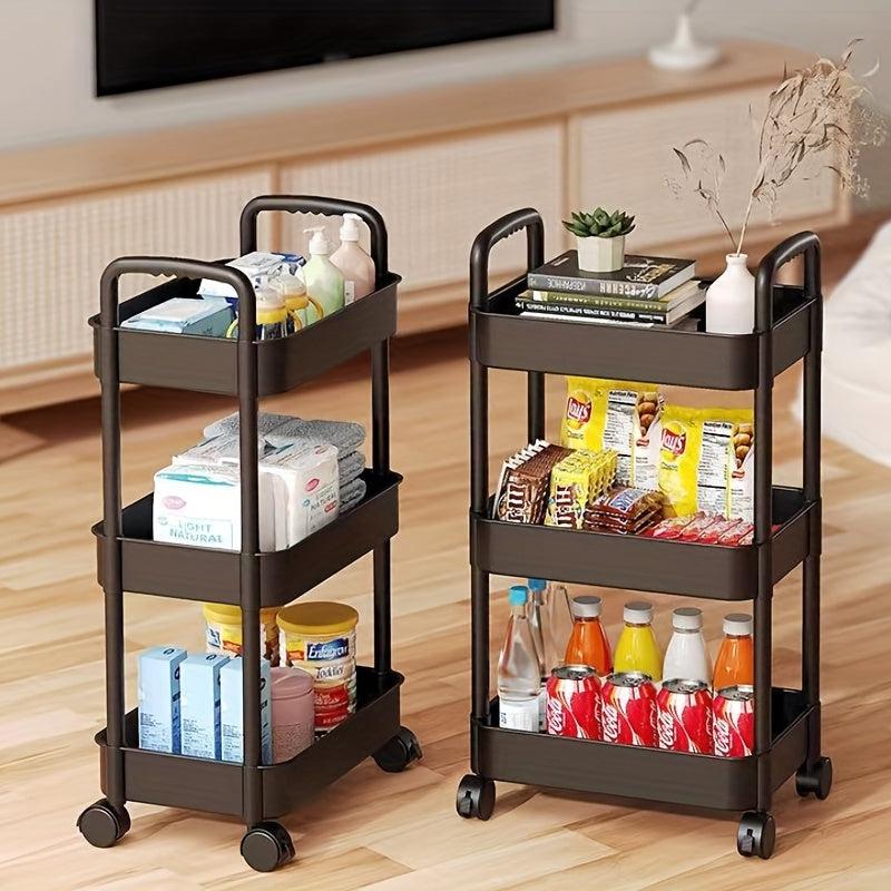 Plastic Small Stroller Storage Rack Floor Household Movable Shelf