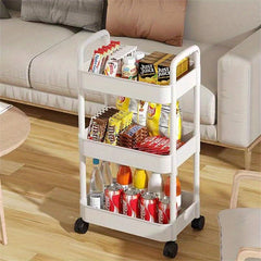 Plastic Small Stroller Storage Rack Floor Household Movable Shelf
