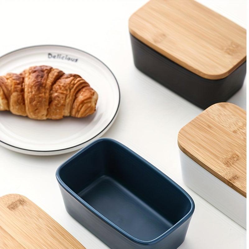 Ceramic Butter Keeper with Wooden Lid