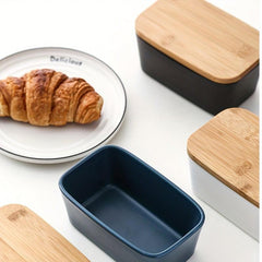 Ceramic Butter Keeper with Wooden Lid