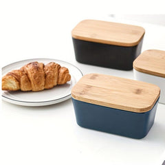 Ceramic Butter Keeper with Wooden Lid