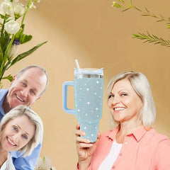 40oz Stainless Steel Studded Tumbler Insulated Vacuum Cup with Handle 1200ml
