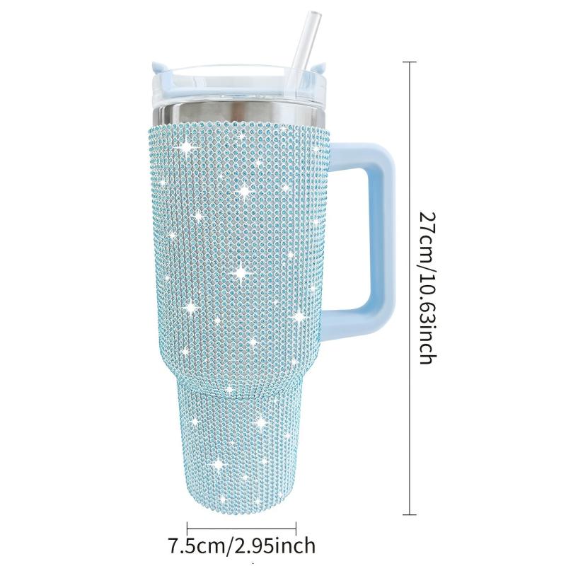 40oz Stainless Steel Studded Tumbler Insulated Vacuum Cup with Handle 1200ml