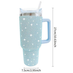 40oz Stainless Steel Studded Tumbler Insulated Vacuum Cup with Handle 1200ml