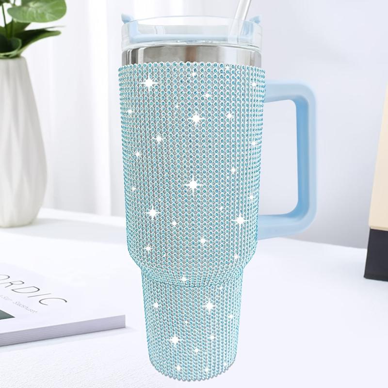 40oz Stainless Steel Studded Tumbler Insulated Vacuum Cup with Handle 1200ml