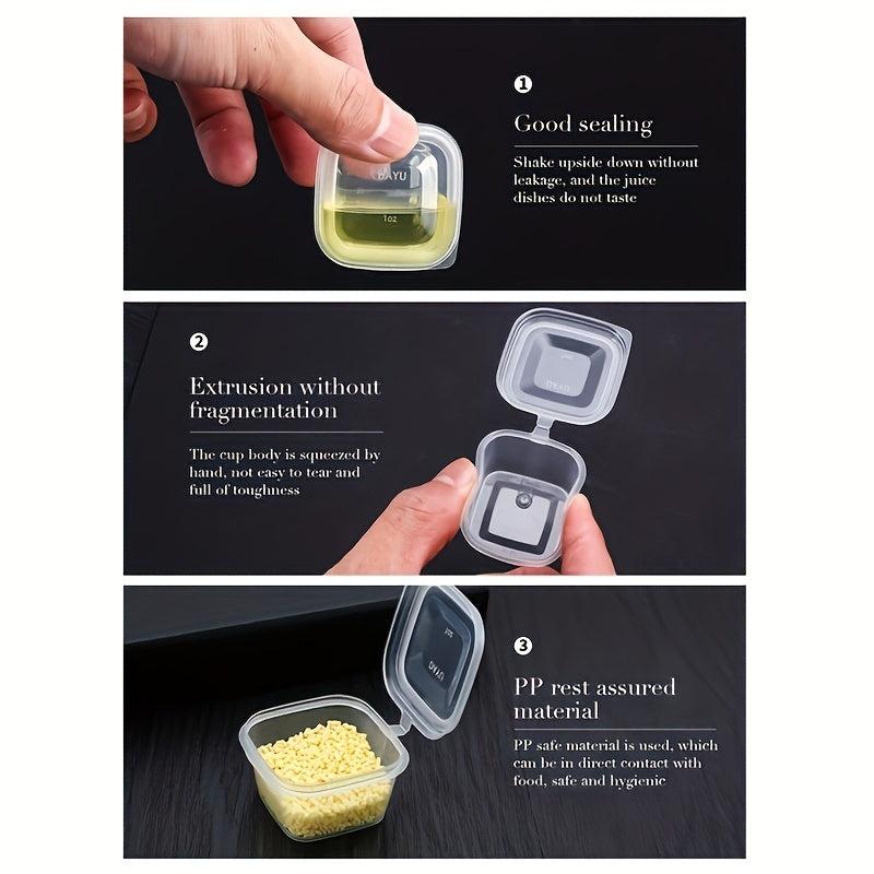 50pcs Square Plastic Sauce Cups With Lids for Travel Picnic Barbecue
