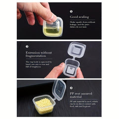 50pcs Square Plastic Sauce Cups With Lids for Travel Picnic Barbecue