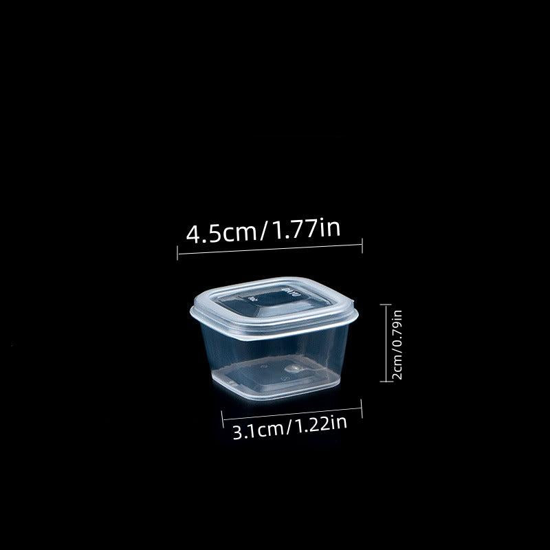 50pcs Square Plastic Sauce Cups With Lids for Travel Picnic Barbecue