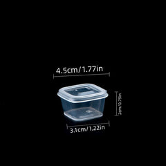 50pcs Square Plastic Sauce Cups With Lids for Travel Picnic Barbecue