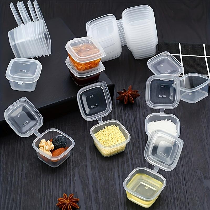 50pcs Square Plastic Sauce Cups With Lids for Travel Picnic Barbecue