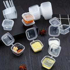 50pcs Square Plastic Sauce Cups With Lids for Travel Picnic Barbecue