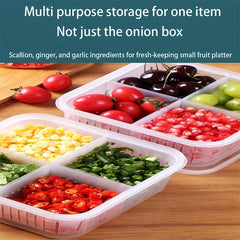 5pcs Green Onion Box With Lid Kitchen Storage Refrigerator Food Fresh keeping