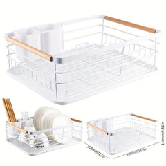 2 Tier Stainless Steel Dishes Drying Rack with Drain Board